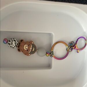 Cute Bear Keychain with Colorful Rings